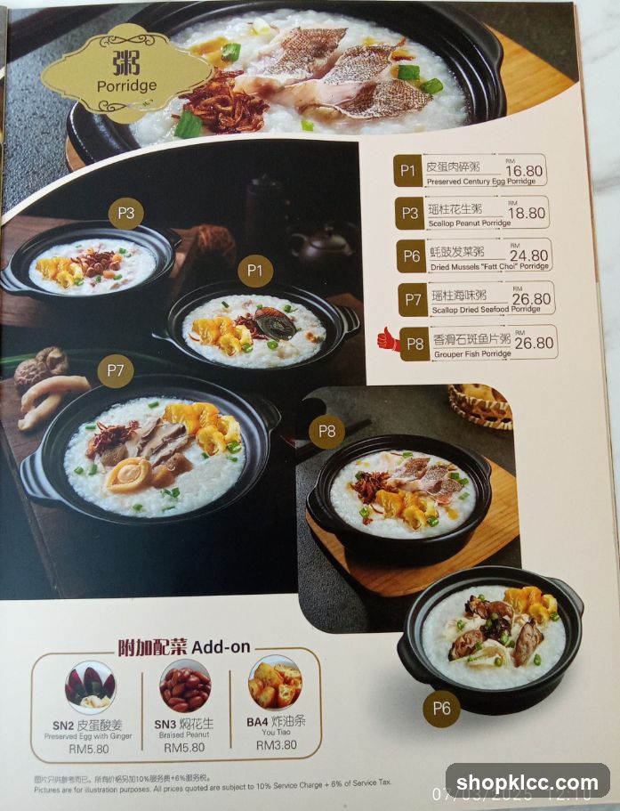 Porridge Menu