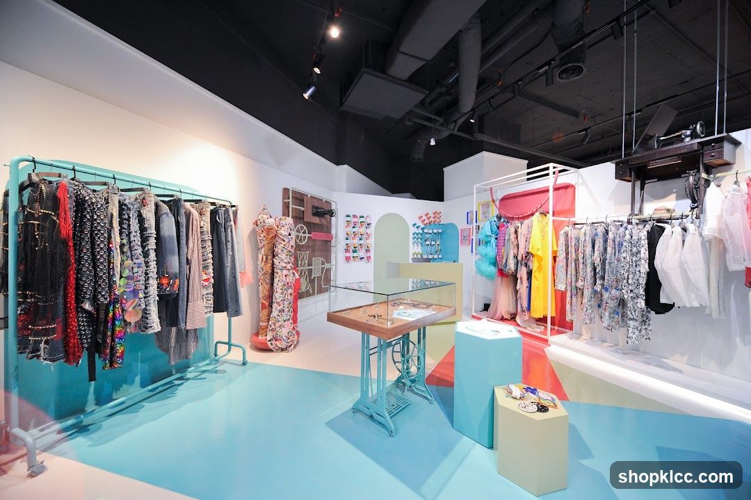 Boutique Interior with Clothing Racks and Display Cases