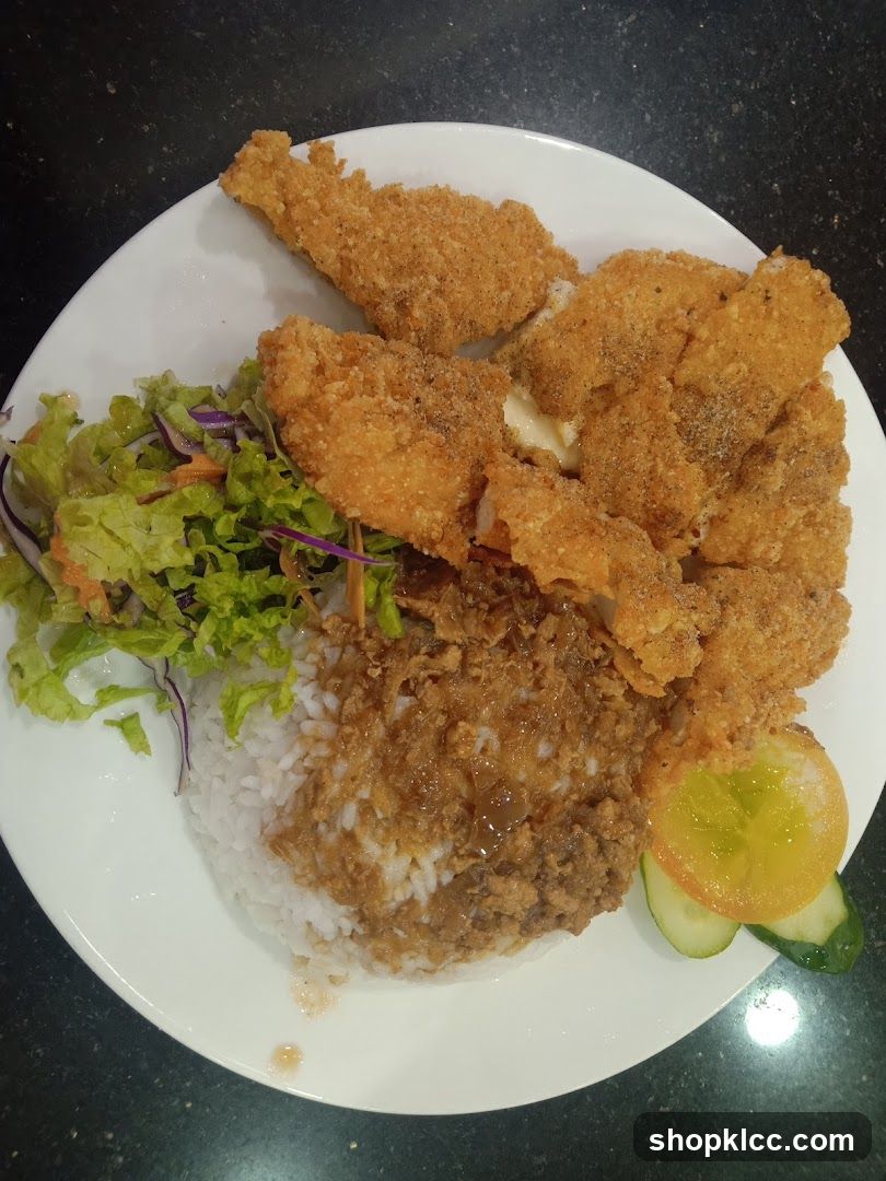 Fried Fish with Rice and Salad