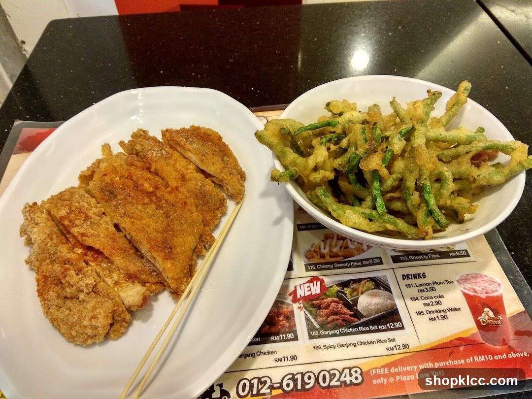 Fried Chicken and Tempura Green Beans