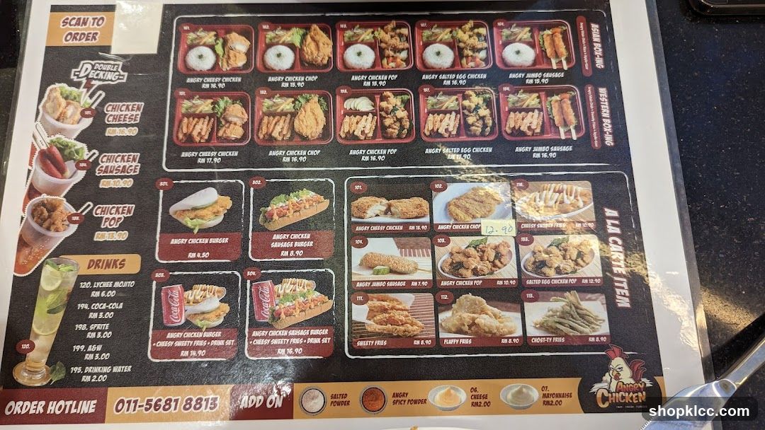 Angry Chicken Menu