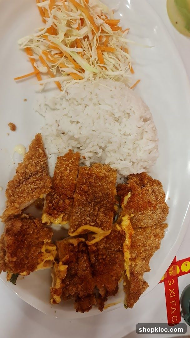 Fried Chicken with Rice and Salad