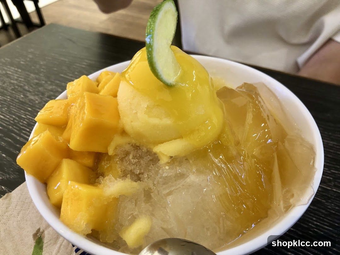 Mango shaved ice dessert