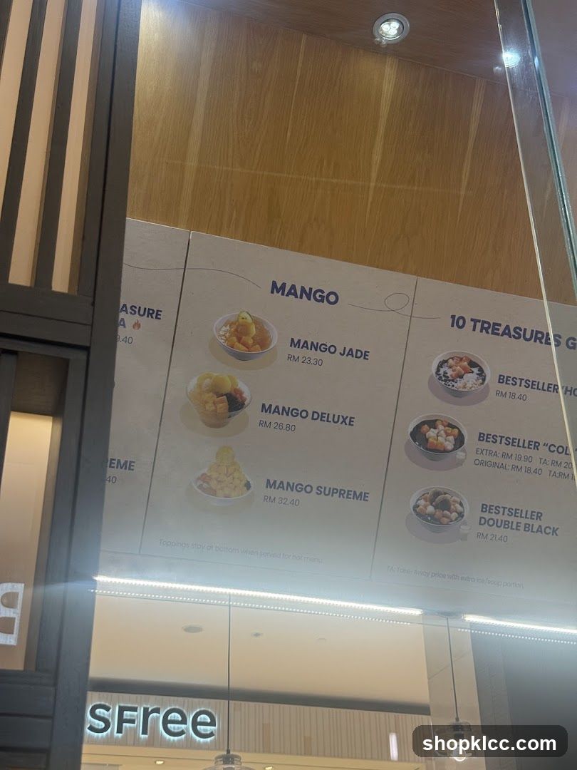 Mango and Treasures Menu