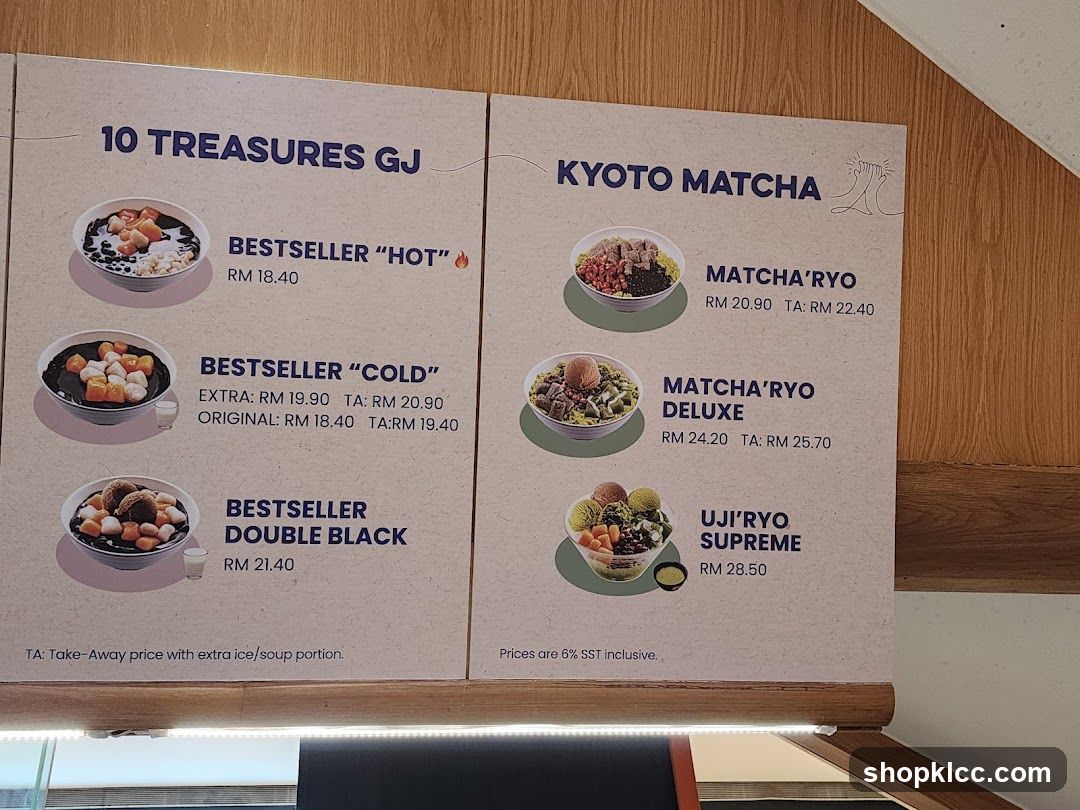10 Treasures GJ & Kyoto Matcha Menu