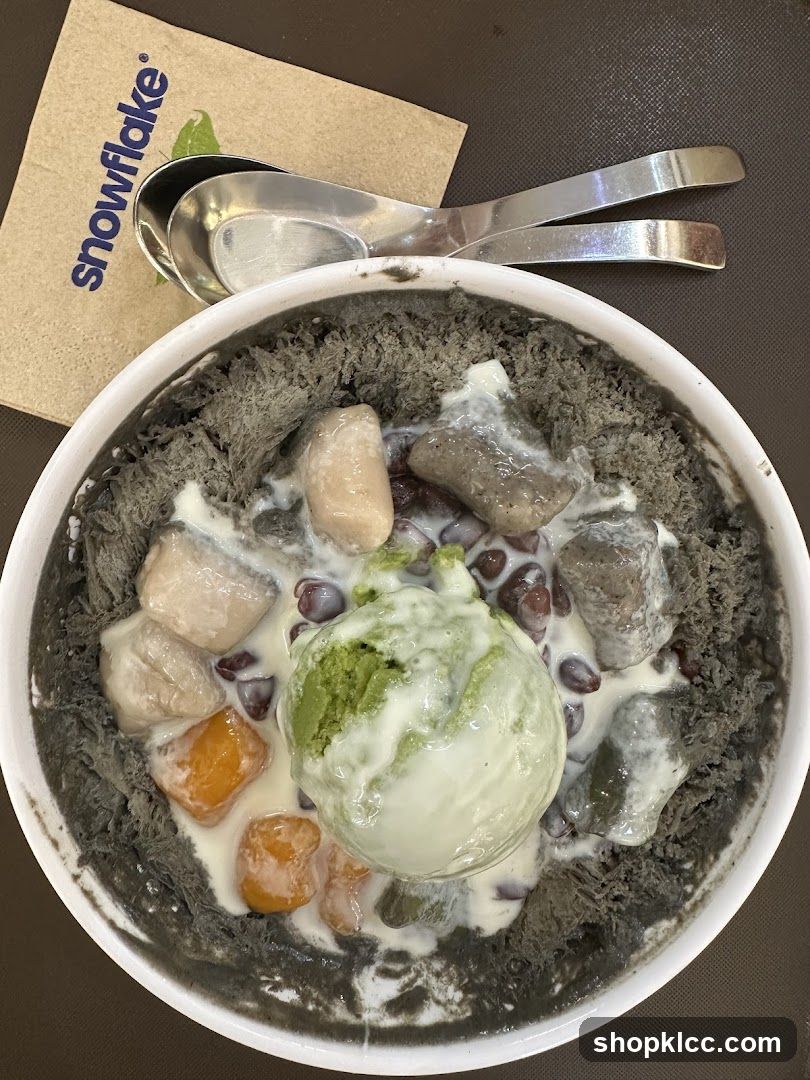 Black Sesame Shaved Ice with Toppings