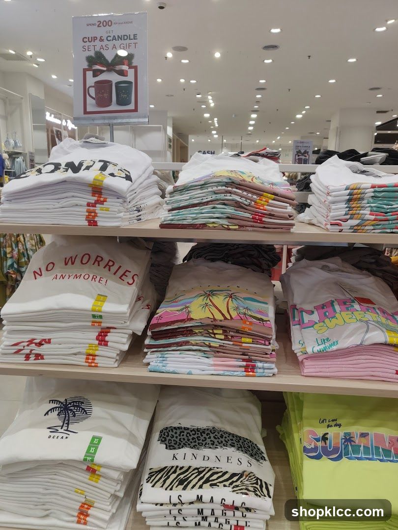 T-shirts and promotional sign