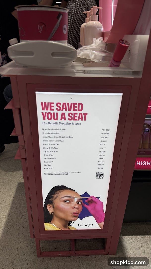 Benefit BrowBar Menu