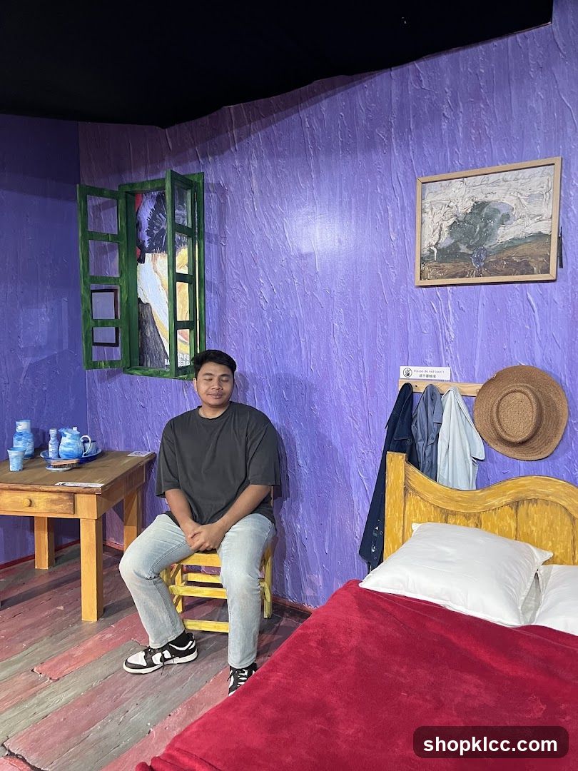 Man Poses in Van Gogh's Bedroom Recreation