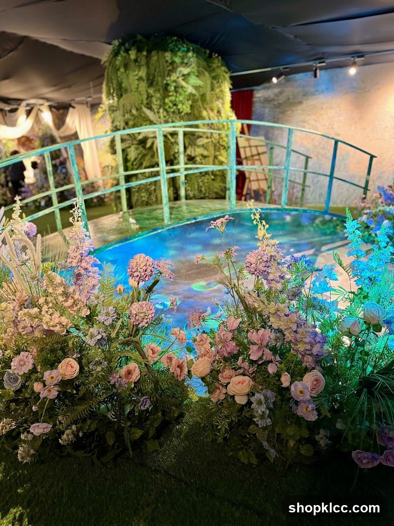 Enchanting Garden Scene with Bridge