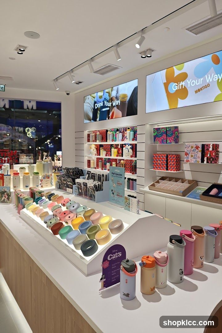 Store Display with Water Bottles and Gifts