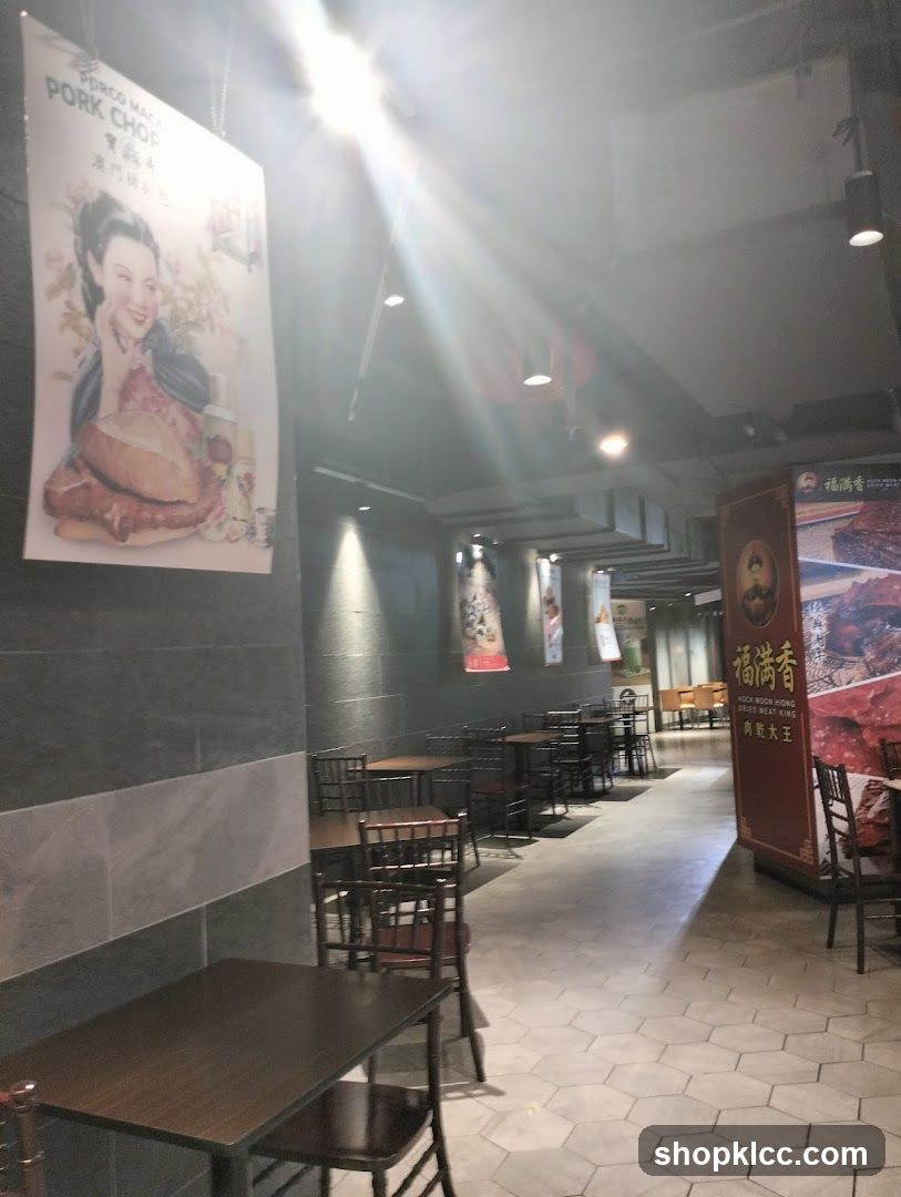 Restaurant Interior with Pork Chop Advertisement