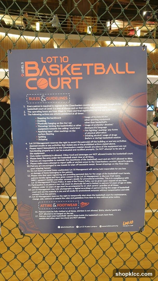 Lot 10 Basketball Court Rules & Guidelines