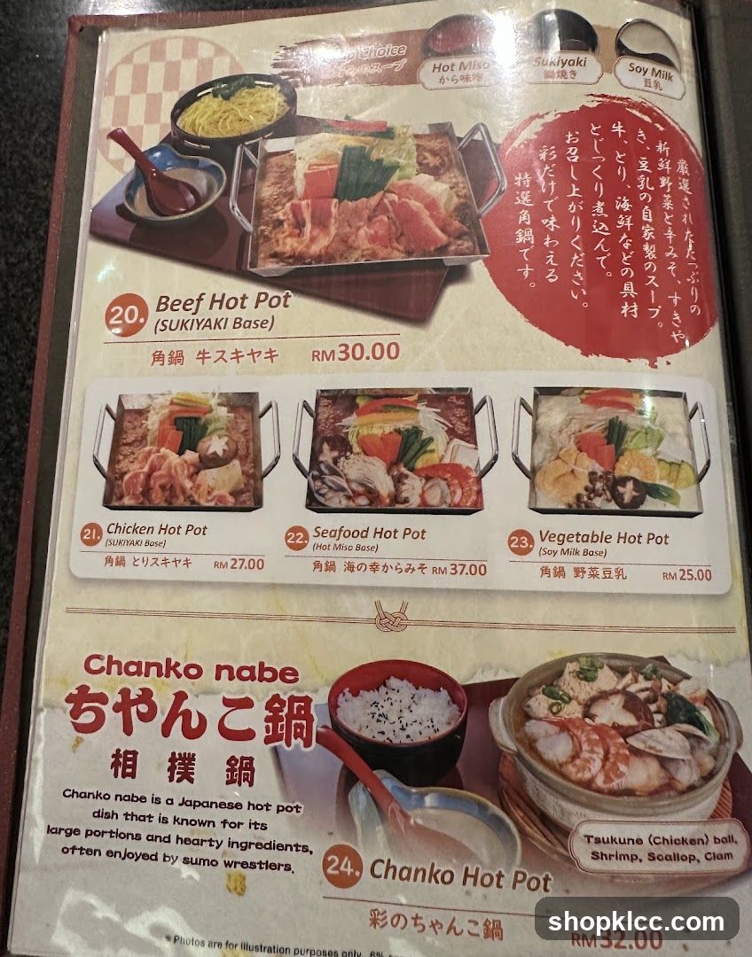 Hot Pot Menu