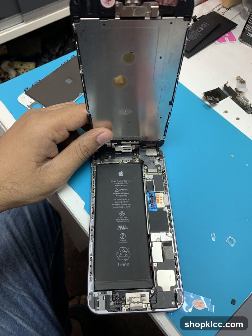 Disassembled iPhone on Workbench