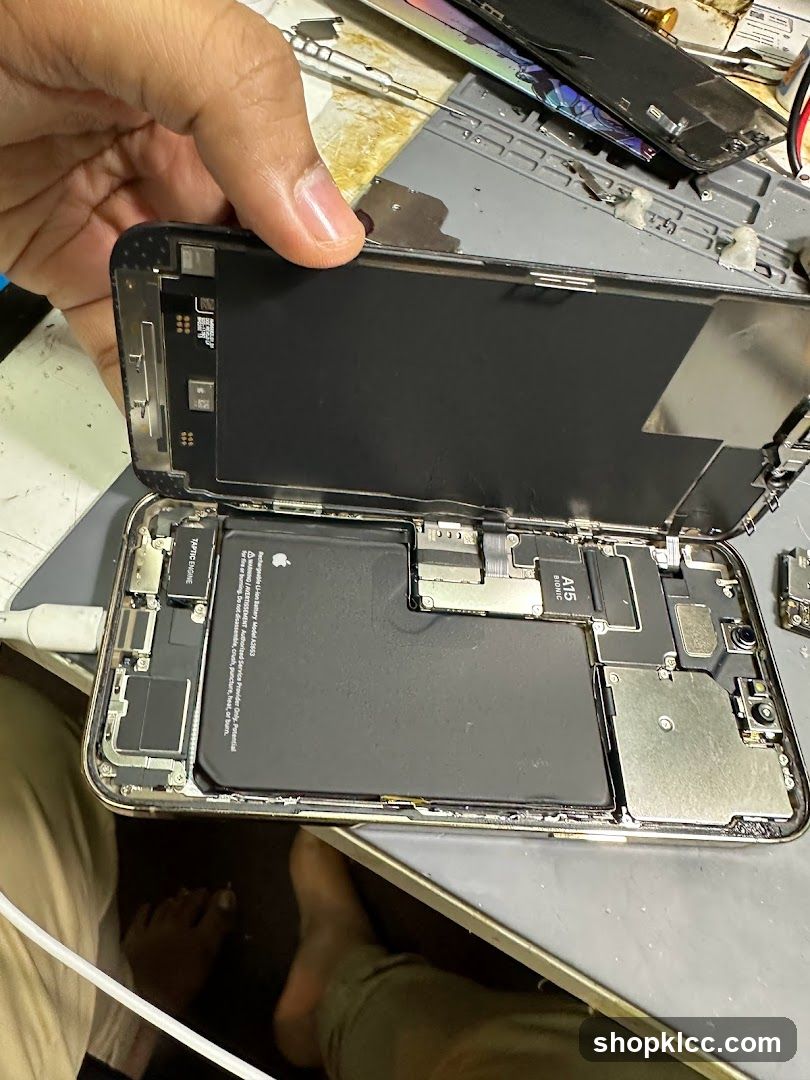 Disassembled Smartphone on Workbench