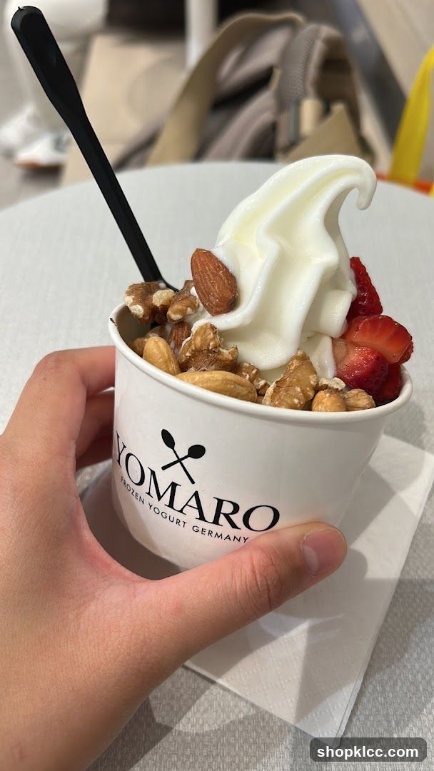 Frozen Yogurt with Nuts and Strawberries