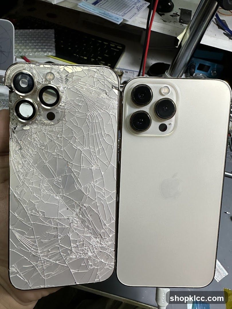 Cracked iPhone Back vs New Phone