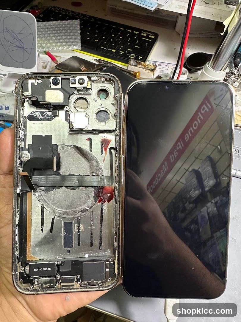 Disassembled iPhone in Repair Shop