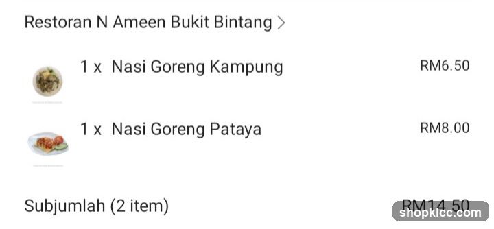 Restoran N Ameen Bukit Bintang Receipt