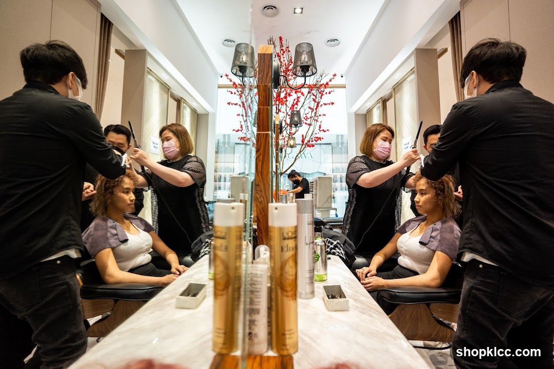 Hair Salon Interior with Stylists and Clients