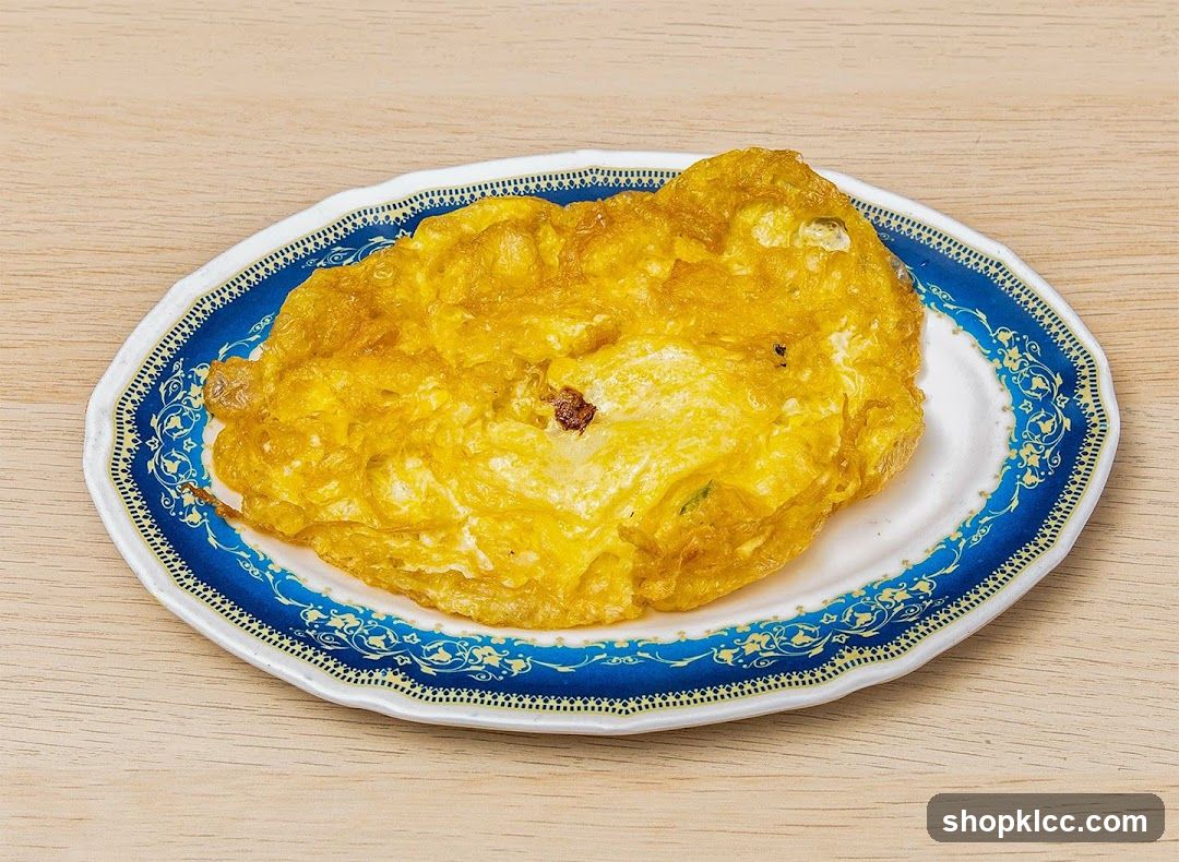 Omelette on a decorative plate