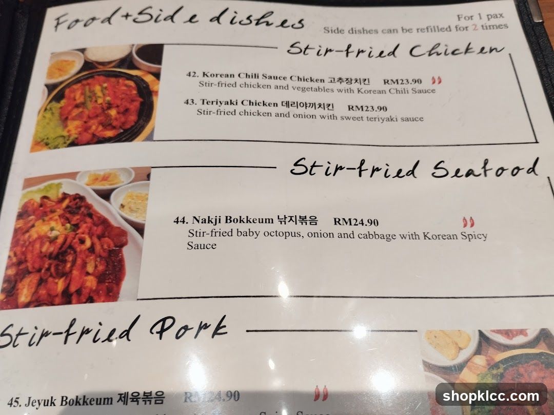 Stir-fried Dishes Menu
