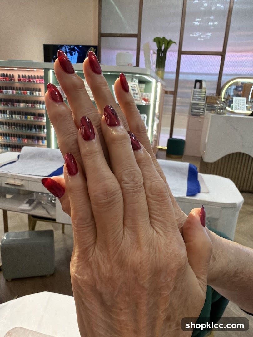 Manicured Hands in Beauty Salon Interior
