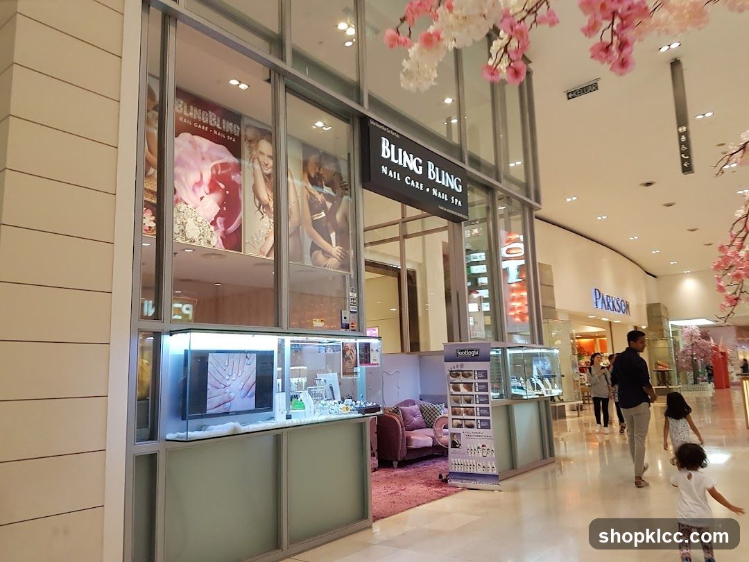 Mall Interior with Storefronts and Decorations