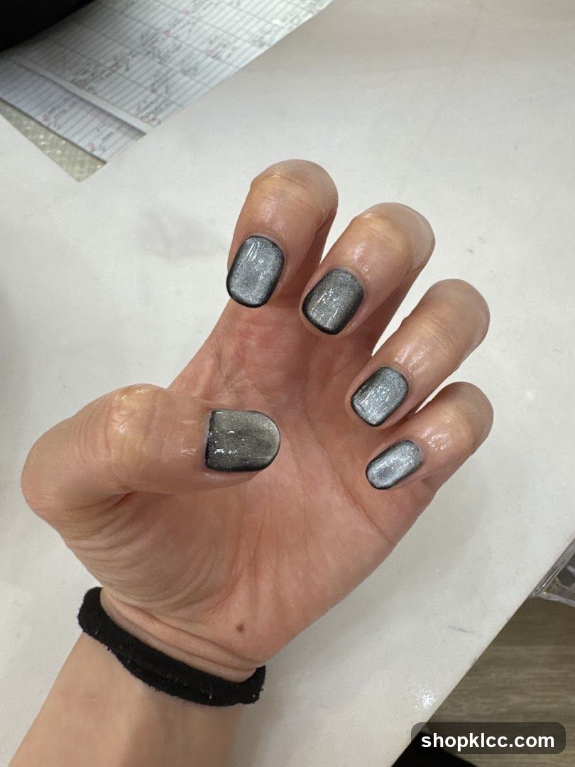 Silver Nail Polish Application