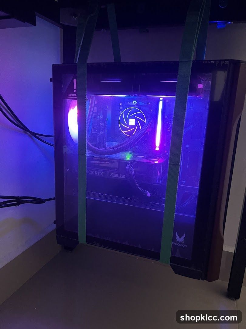 RGB-lit PC case with water cooling loop