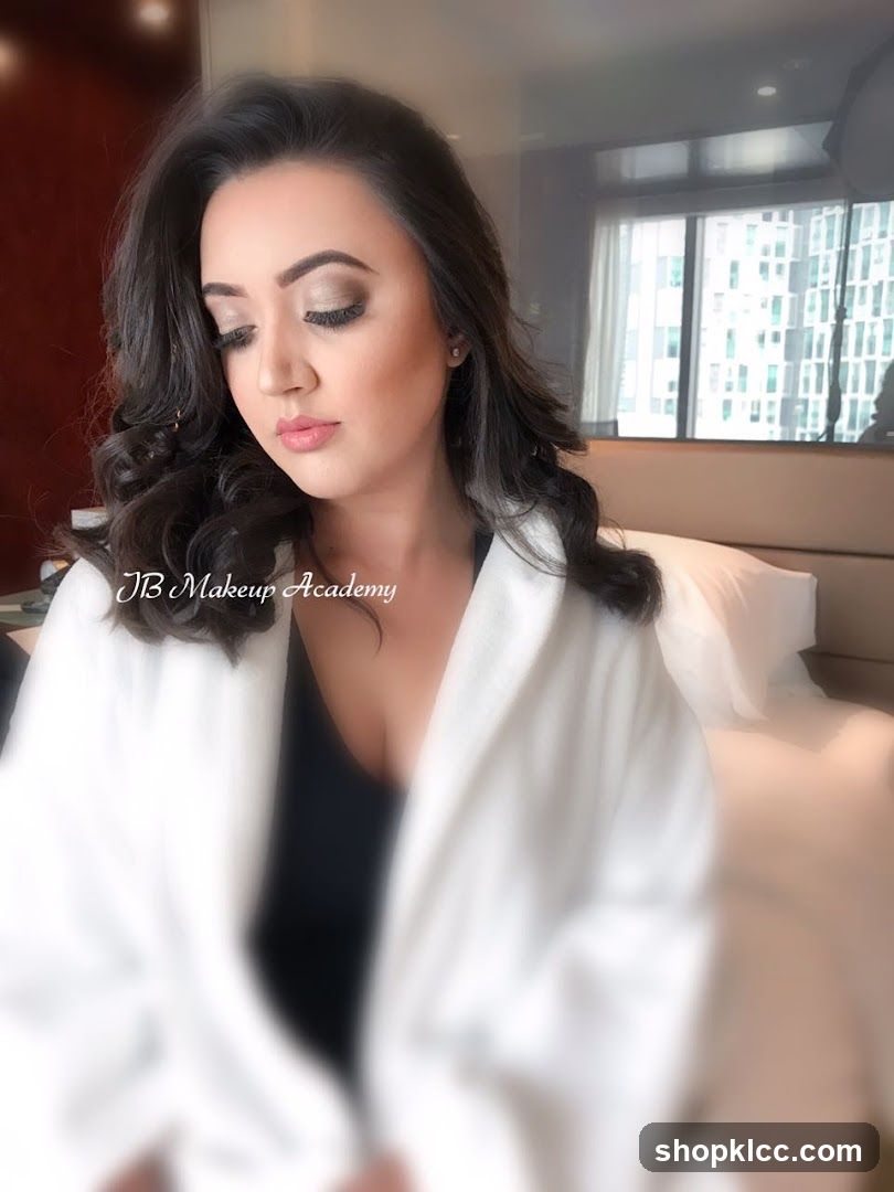 Woman in White Robe with Makeup