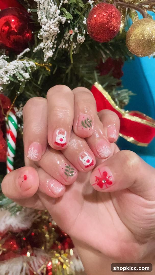 Christmas-themed manicure display
