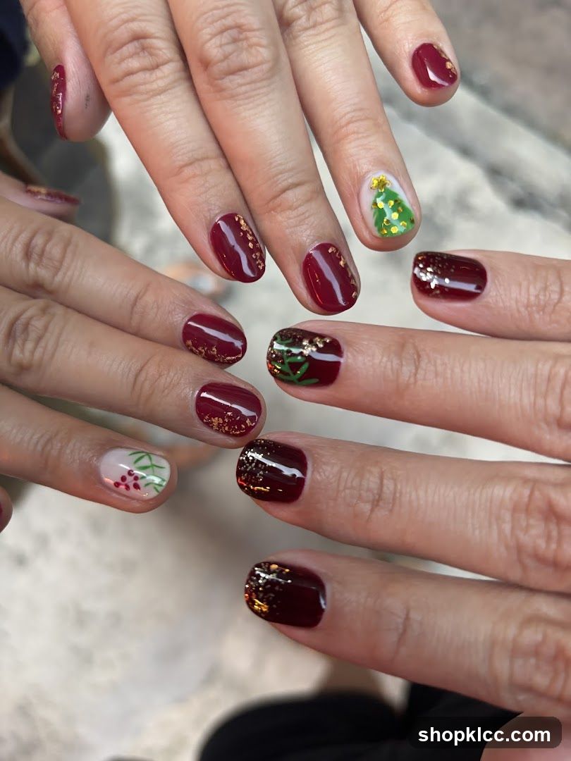 Christmas-themed manicure display