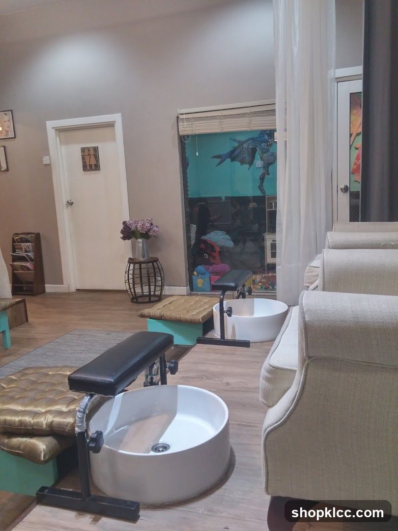 Salon Interior with Pedicure Stations