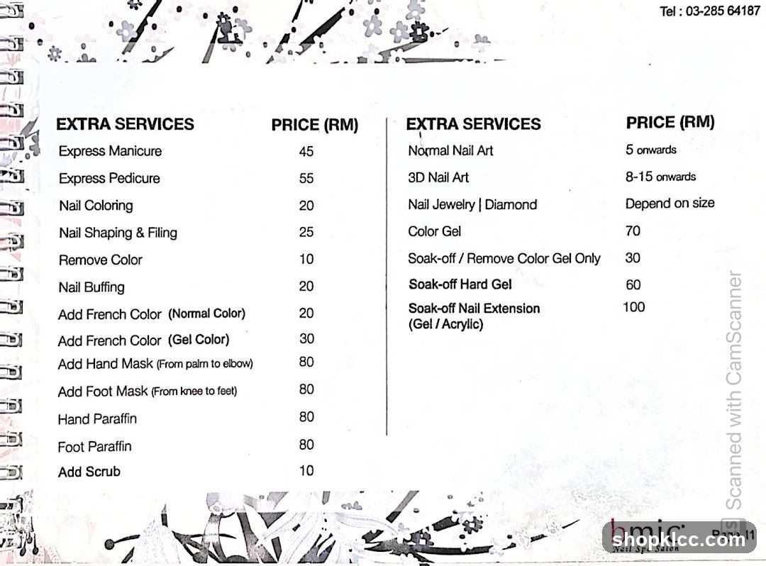 Bmic Nail Spa Salon Price List