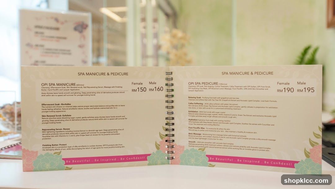 SPA Manicure & Pedicure Menu