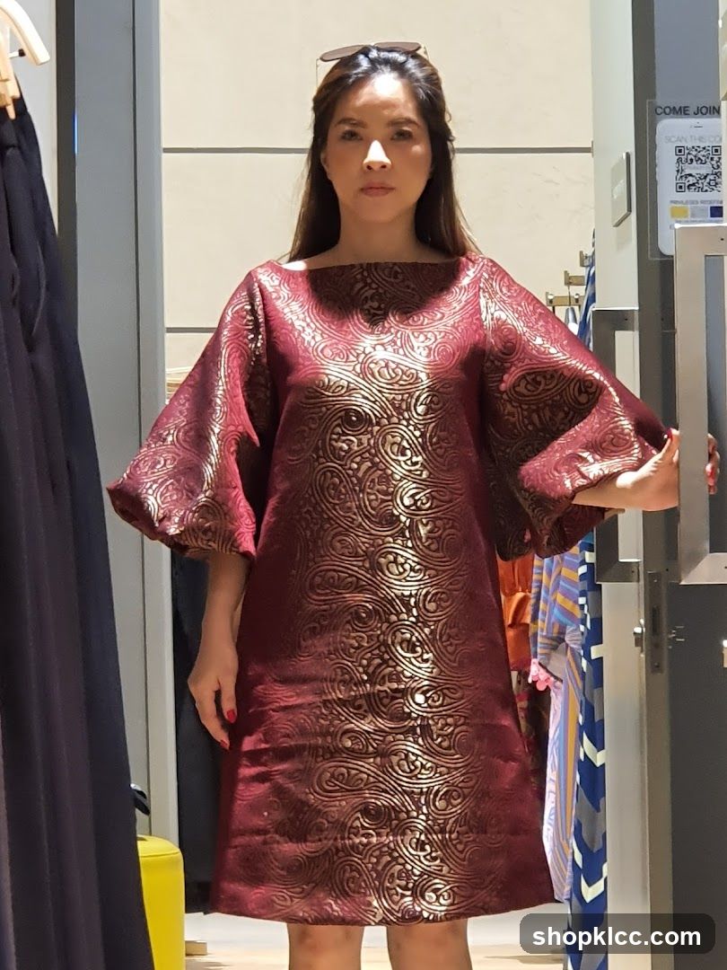 Woman in a patterned dress