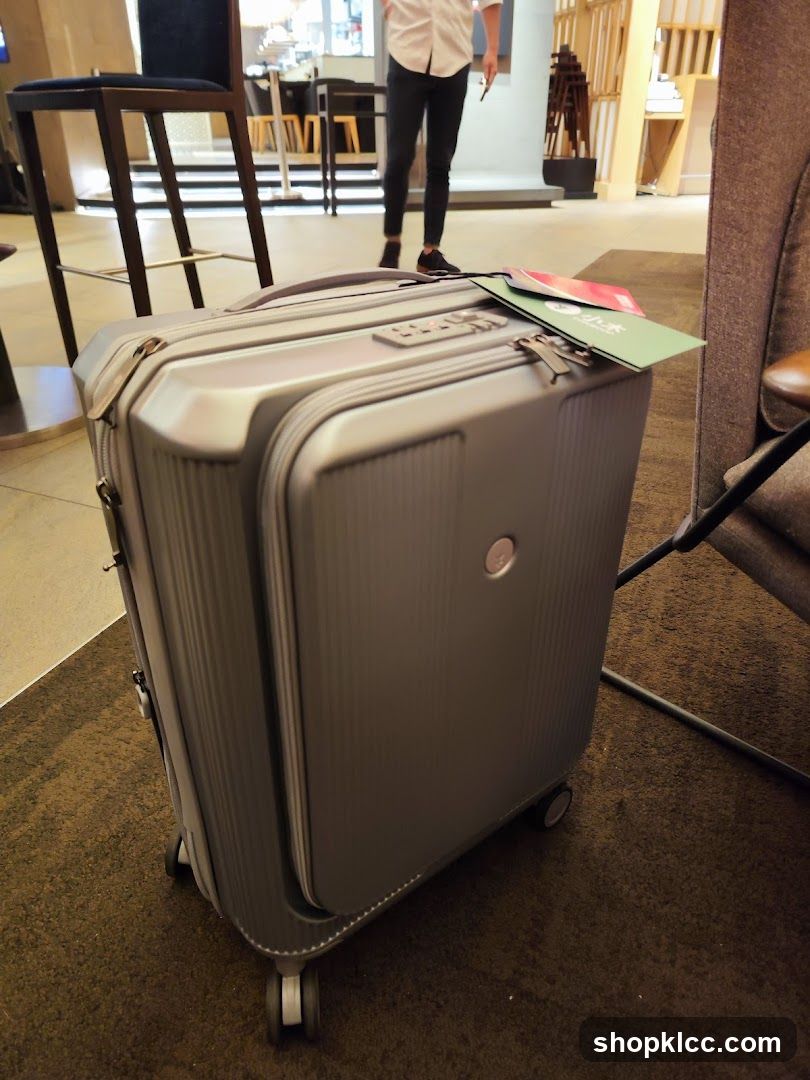 Suitcase in a lounge area