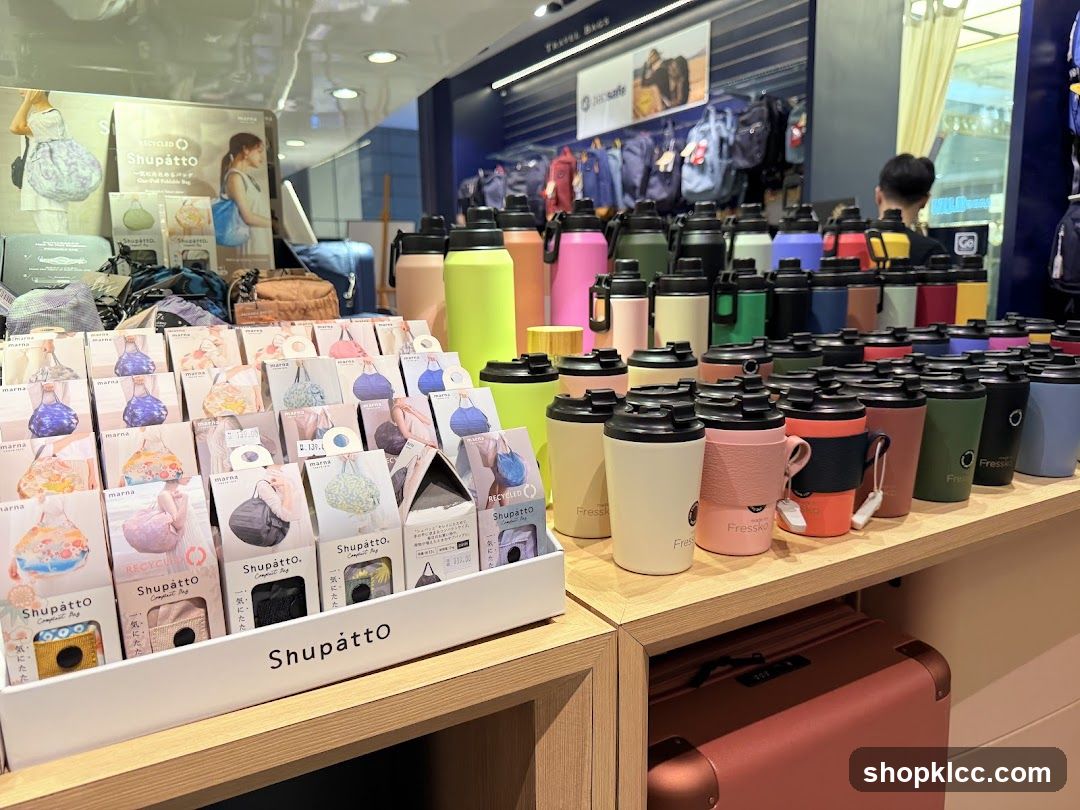 Store Display of Bags and Drinkware