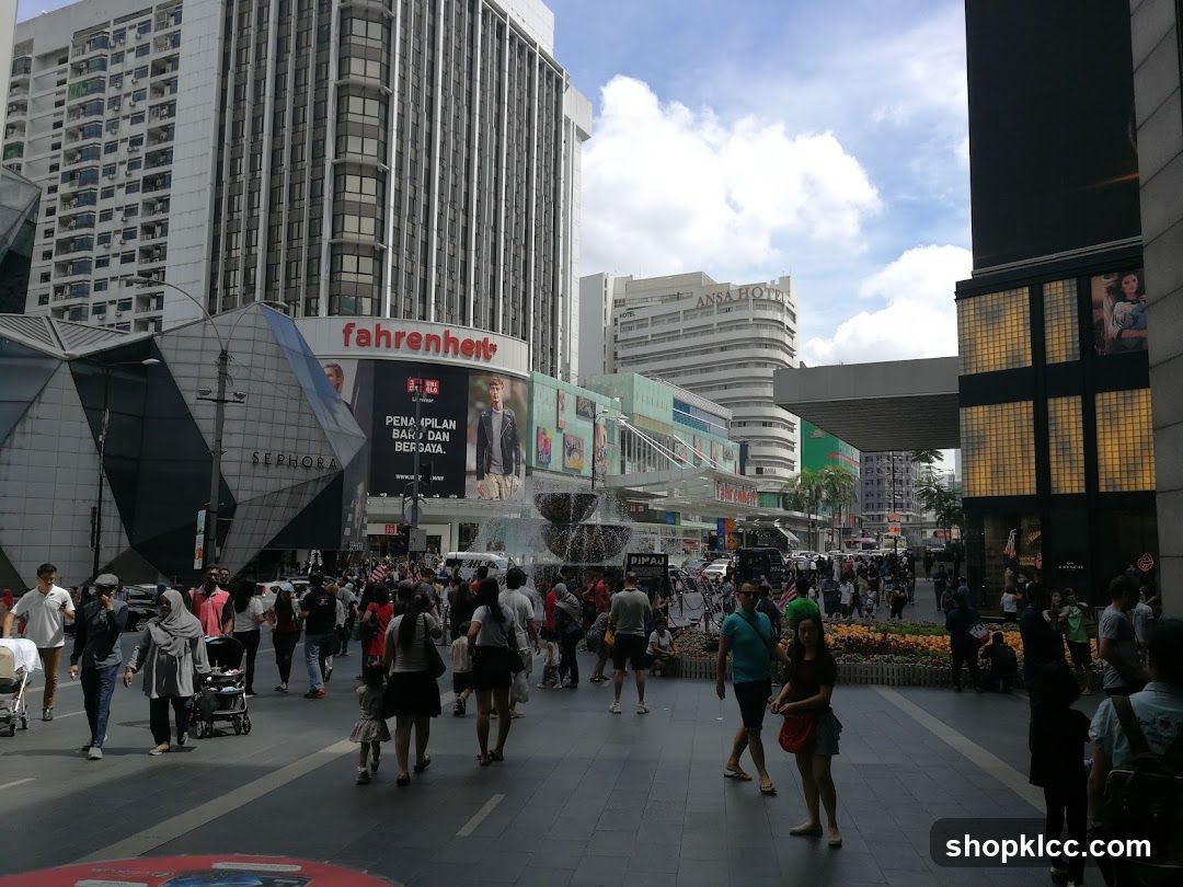 Busy street with shops and people