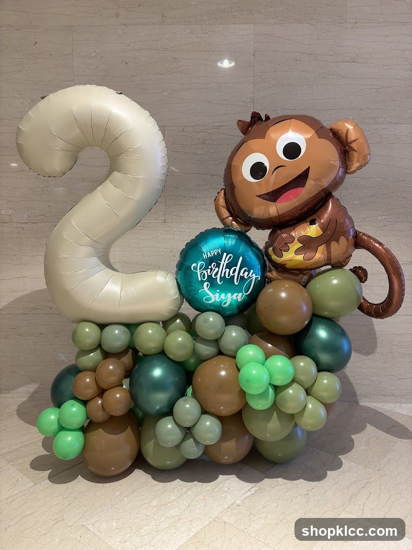 Monkey and Number 2 Balloon Arrangement