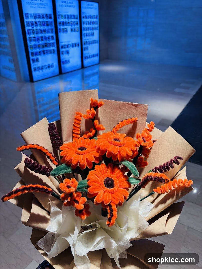 Orange Flowers and Pipe Cleaner Decorations