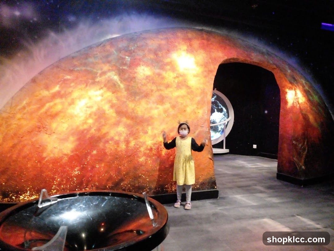 Child Poses in Space Exhibit