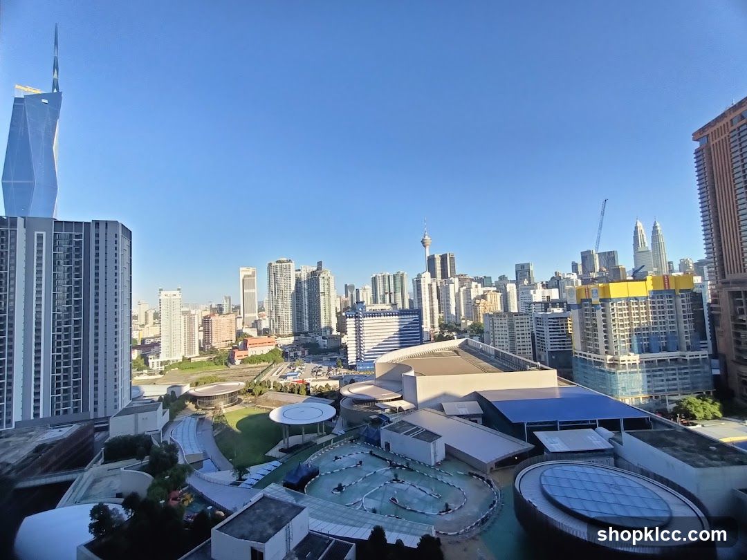 City Skyline View with Rooftop Pool
