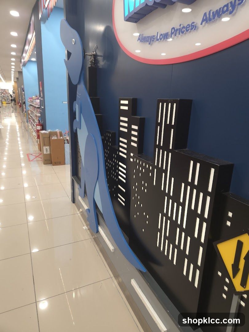 Store Interior with Cityscape Decor