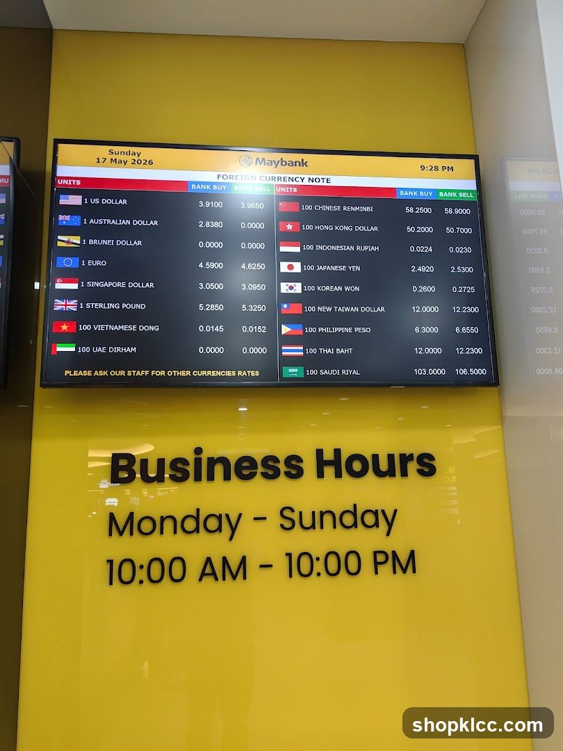 Maybank Foreign Currency Exchange Rates and Business Hours