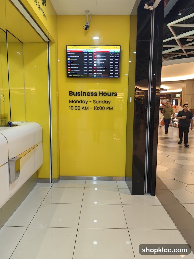 Currency Exchange Rates and Business Hours Display