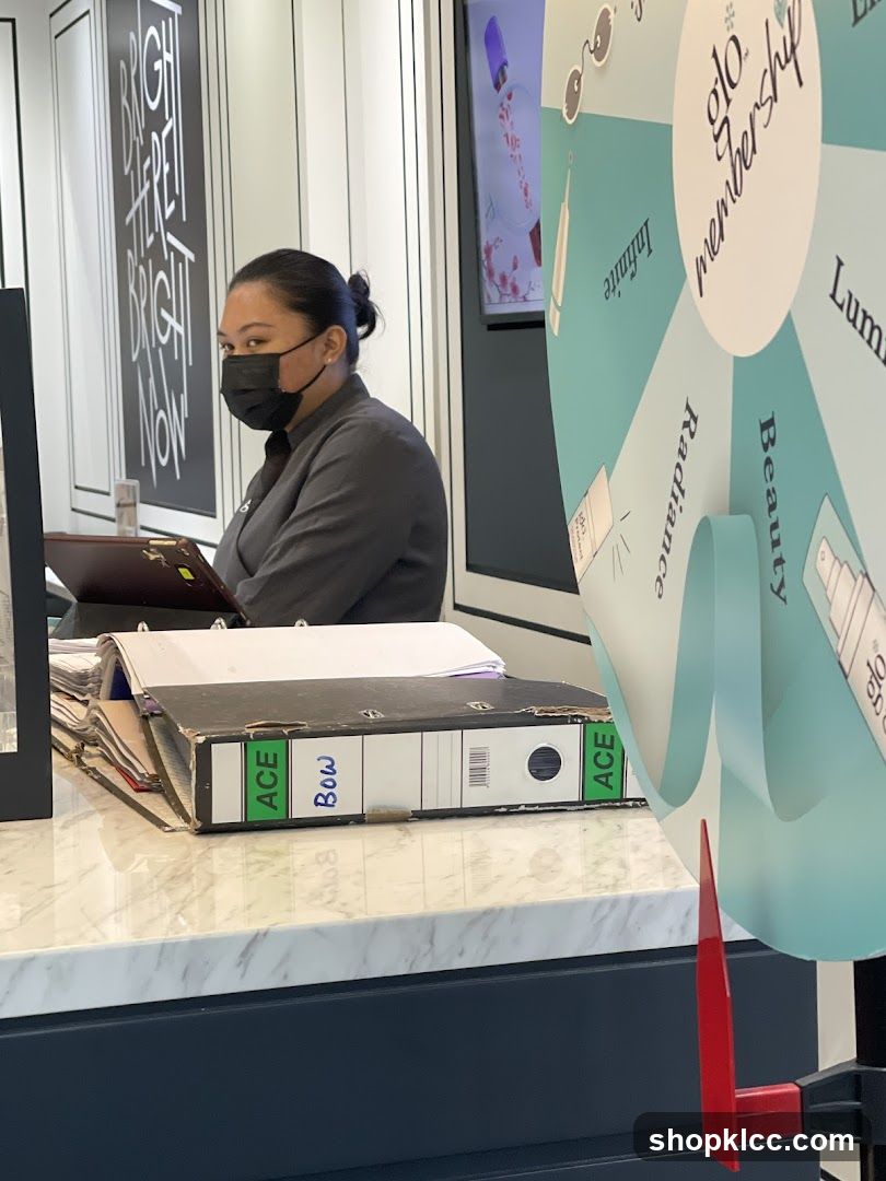 Receptionist at counter