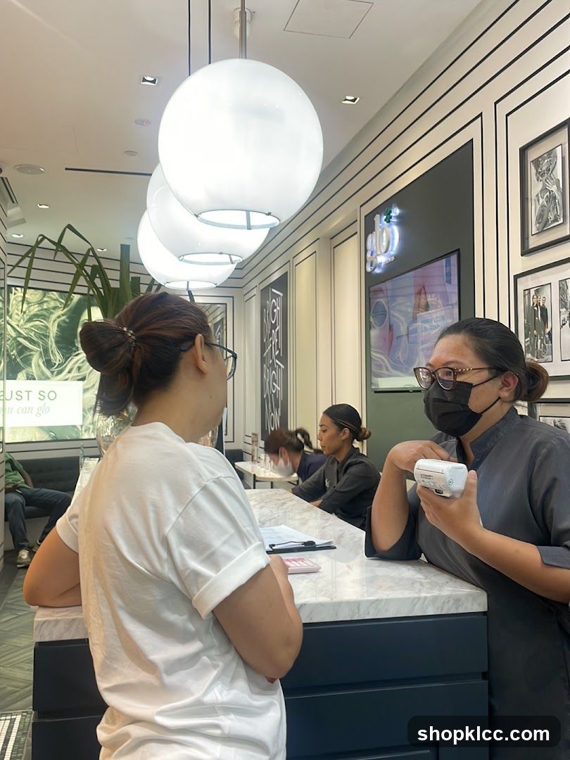Staff interacting at a counter
